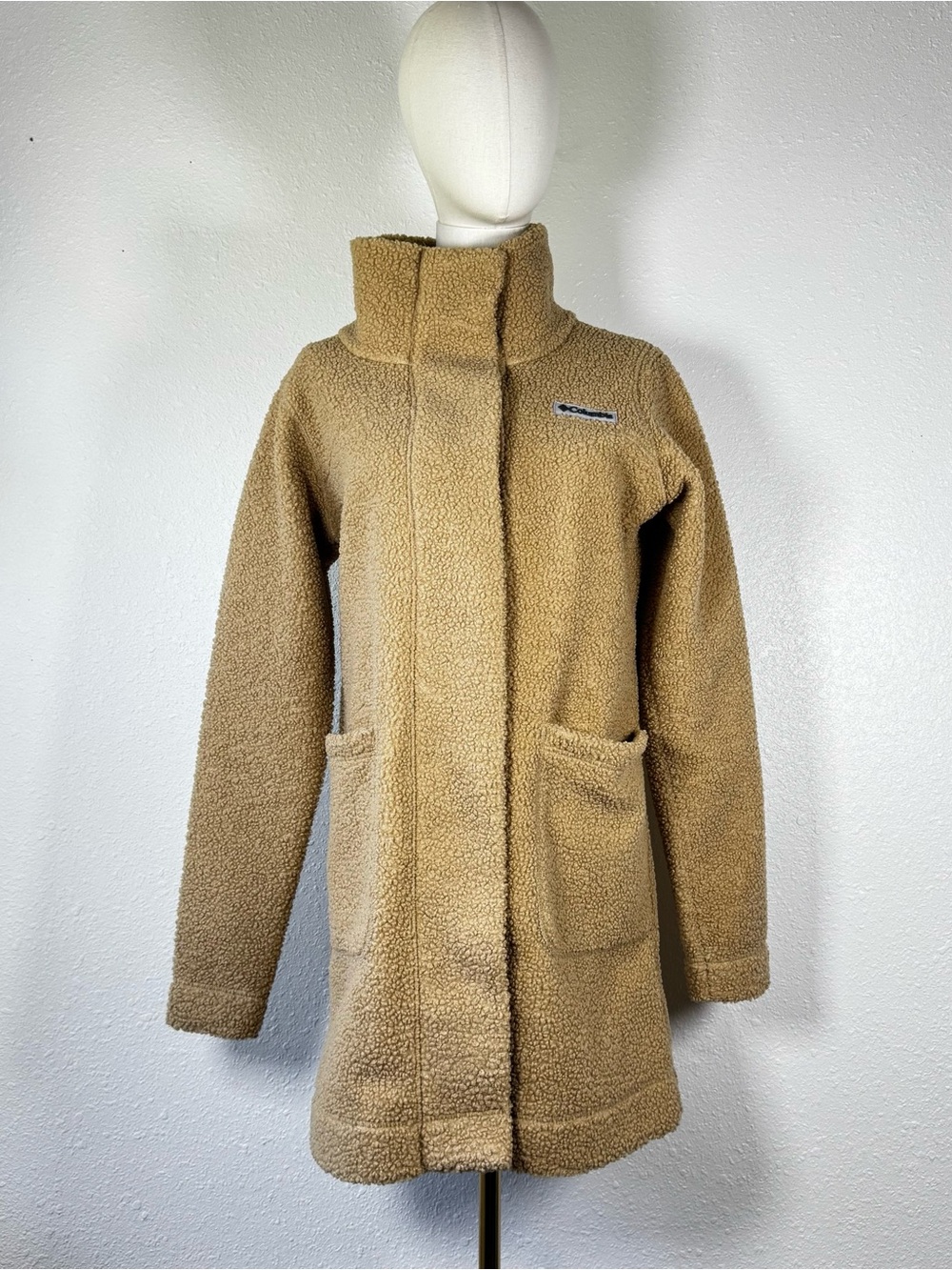 Columbia Panorama Long Jacket Camel Brown Sherpa Fleece Coat Womens Small S